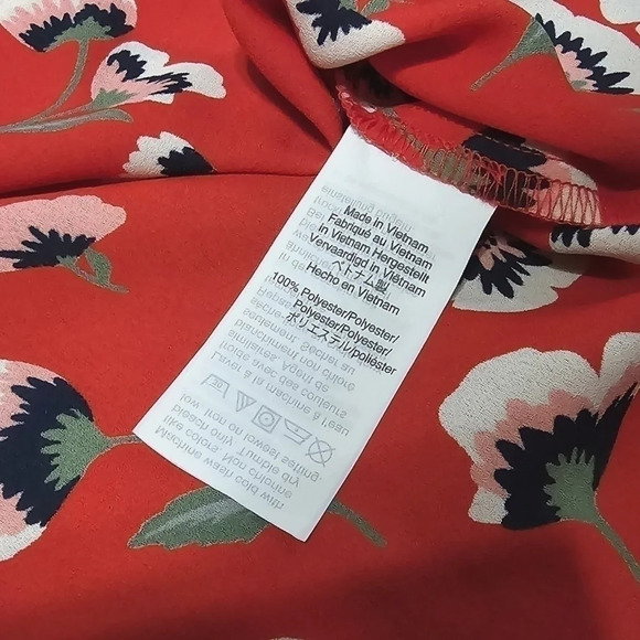 J. CREW Red Floral Button Blouse, S - Picture 9 of 12